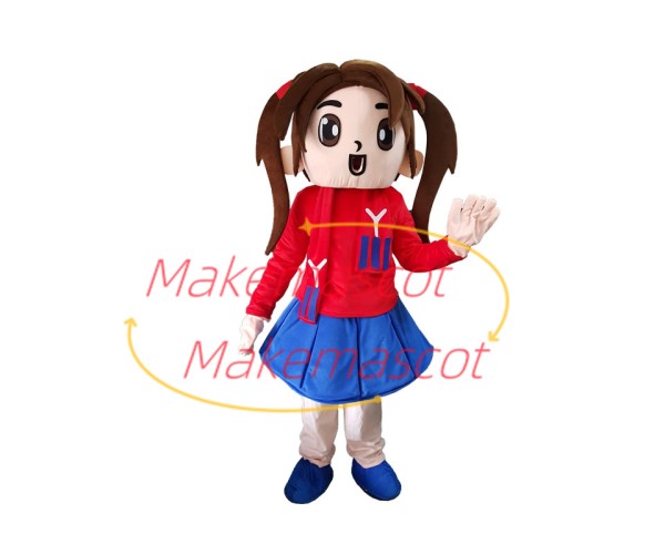 Girl Young Pioneer In Pleated Skirt Mascot Costume Girl Young Pioneer In Pleated Skirt Mascot Costume