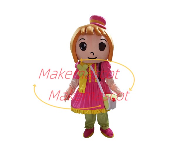 Little Kindergarten Girl With Shoulder Bag Mascot Costume Little Kindergarten Girl With Shoulder Bag Mascot Costume