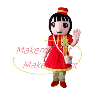 Little Kindergarten Girl With Shoulder Bag Mascot Costume Little Kindergarten Girl With Shoulder Bag Mascot Costume