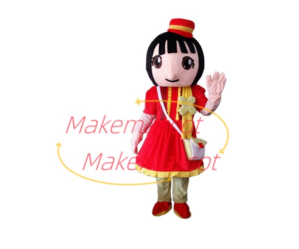 Little Kindergarten Girl With Shoulder Bag Mascot Costume Little Kindergarten Girl With Shoulder Bag Mascot Costume