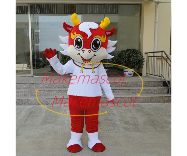 Festive Red Chinese Dragon Mascot Costume Festive Red Chinese Dragon Mascot Costume