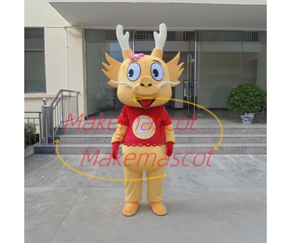 Bright Yellow Dragon Mascot Lightweight Cartoon Costume Bright Yellow Dragon Mascot Lightweight Cartoon Costume