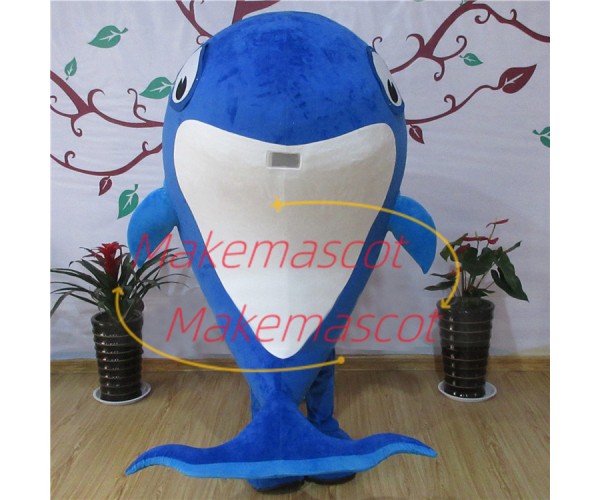 Stunned Cartoon Big-eyed Dolphin Mascot Costume Stunned Cartoon Big-eyed Dolphin Mascot Costume
