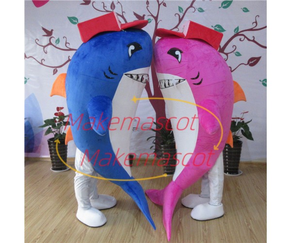 Shark Couple In Harmony Mascot Adult Costume Shark Couple In Harmony Mascot Adult Costume