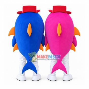 Shark Couple In Harmony Mascot Adult Costume Shark Couple In Harmony Mascot Adult Costume