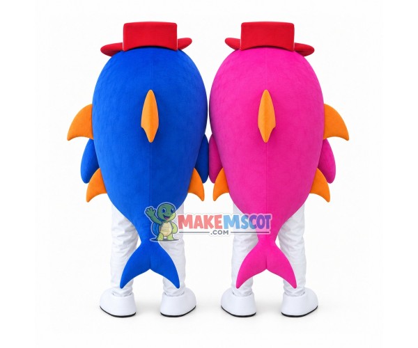 Shark Couple In Harmony Mascot Adult Costume Shark Couple In Harmony Mascot Adult Costume