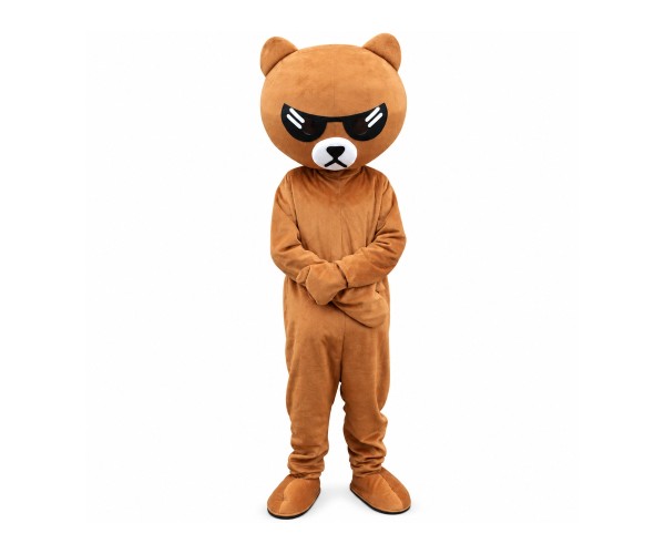 Brown Bear With Sunglasses Cartoon Mascot Costume Brown Bear With Sunglasses Cartoon Mascot Costume