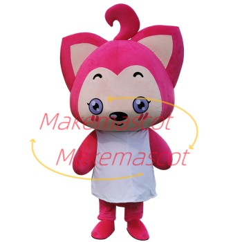 Virtual Character Pink Fox Peach Mascot Costume Virtual Character Pink Fox Peach Mascot Costume