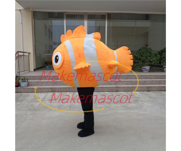Orange Striped Clownfish Mascot Costume Orange Striped Clownfish Mascot Costume