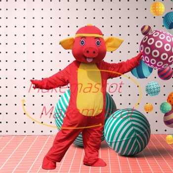 Overjoyed Bright Cartoon Pig Mascot Costume
