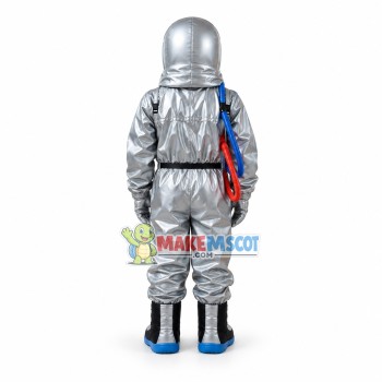 The Great Astronaut In Silver Aviation Suit Mascot Costume The Great Astronaut In Silver Aviation Suit Mascot Costume