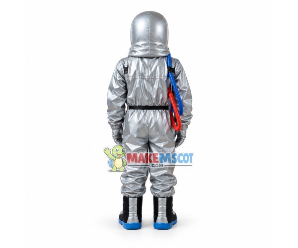 The Great Astronaut In Silver Aviation Suit Mascot Costume The Great Astronaut In Silver Aviation Suit Mascot Costume