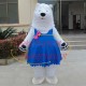 Smug Polar Bear In Blue Vest Dress Mascot Costume Smug Polar Bear In Blue Vest Dress Mascot Costume