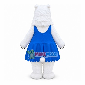 Smug Polar Bear In Blue Vest Dress Mascot Costume