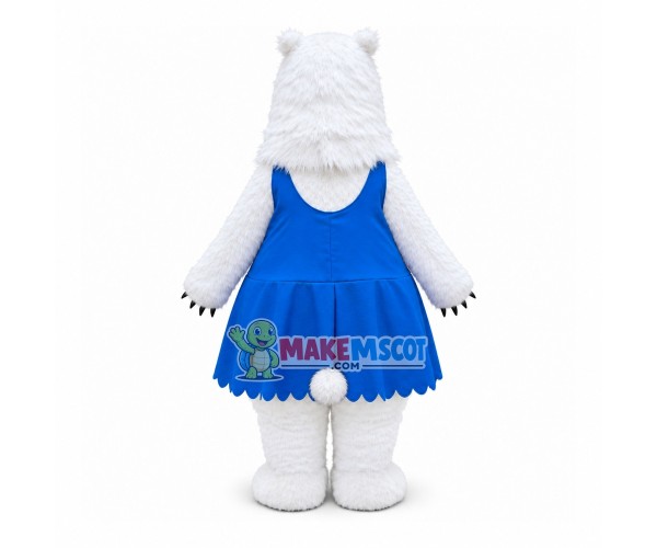Smug Polar Bear In Blue Vest Dress Mascot Costume
