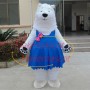 Smug Polar Bear In Blue Vest Dress Mascot Costume
