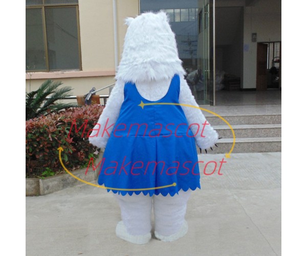Smug Polar Bear In Blue Vest Dress Mascot Costume Smug Polar Bear In Blue Vest Dress Mascot Costume
