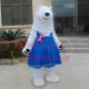 Smug Polar Bear In Blue Vest Dress Mascot Costume Smug Polar Bear In Blue Vest Dress Mascot Costume