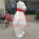 Docile Furry Polar Bear With Bright Scarf Mascot Costume Docile Furry Polar Bear With Bright Scarf Mascot Costume
