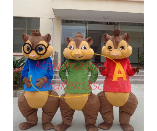 Chipmunks With Different Characters Mascot Cartoon Costume