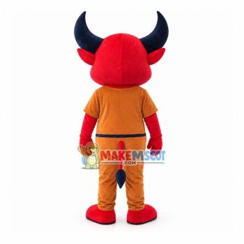 Lively Red Bull In The Bodysuit Mascot Costume Lively Red Bull In The Bodysuit Mascot Costume