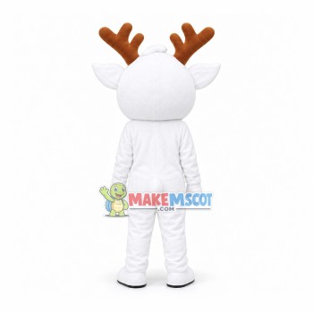 Festive Pure White Fawn Mascot Cartoon Costume