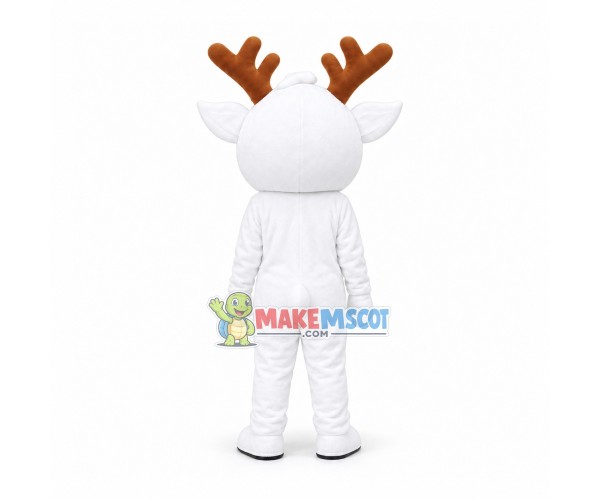 Festive Pure White Fawn Mascot Cartoon Costume