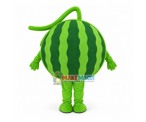 Half Cartoon Watermelon With Vines Mascot Costume Half Cartoon Watermelon With Vines Mascot Costume