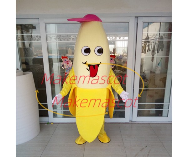 Peeled Banana With Peaked Cap Mascot Costume Peeled Banana With Peaked Cap Mascot Costume