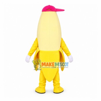 Peeled Banana With Peaked Cap Mascot Costume Peeled Banana With Peaked Cap Mascot Costume