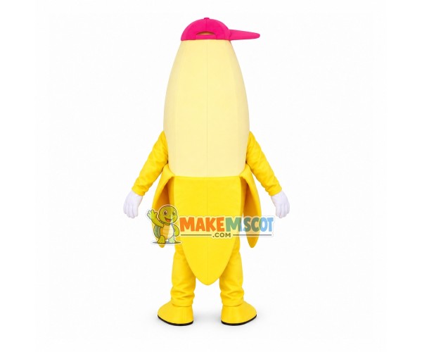 Peeled Banana With Peaked Cap Mascot Costume Peeled Banana With Peaked Cap Mascot Costume