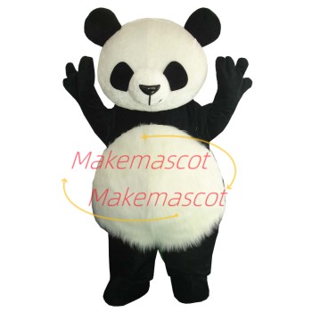 Soft Plush the Cheerful Panda Mascot Adult Costume