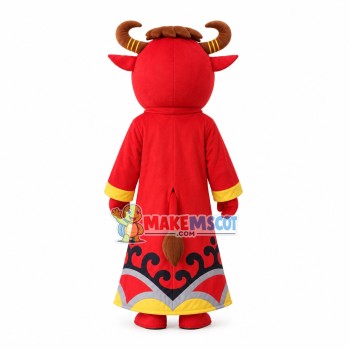 God of Wealth Cattle Cartoon Mascot Costume God of Wealth Cattle Cartoon Mascot Costume