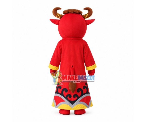 God of Wealth Cattle Cartoon Mascot Costume God of Wealth Cattle Cartoon Mascot Costume