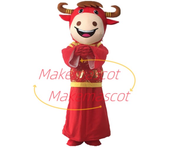 Blessed Cattle In The Colorful Vest Mascot Costume Blessed Cattle In The Colorful Vest Mascot Costume