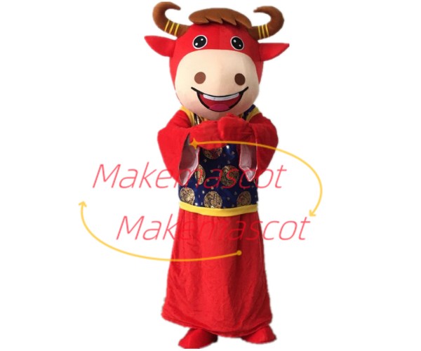 Blessed Cattle In The Colorful Vest Mascot Costume Blessed Cattle In The Colorful Vest Mascot Costume
