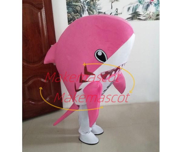 The Pink Fat Head Shark Mascot Costume The Pink Fat Head Shark Mascot Costume