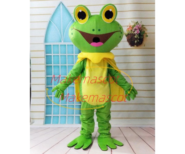 The Leader Frog With Cloak Mascot Costume The Leader Frog With Cloak Mascot Costume