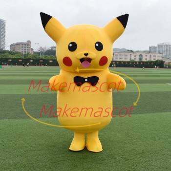 Likable Pikachu Mascot Costume Wearing Tie