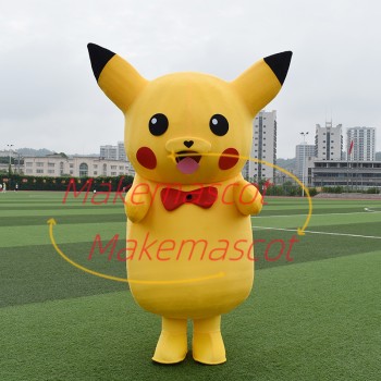 Likable Pikachu Mascot Costume Wearing Tie Likable Pikachu Mascot Costume Wearing Tie