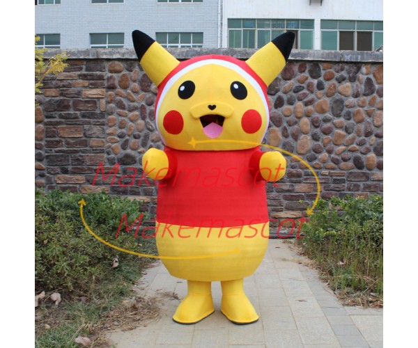 Convivial Pikachu Mascot Costume With Headband Convivial Pikachu Mascot Costume With Headband