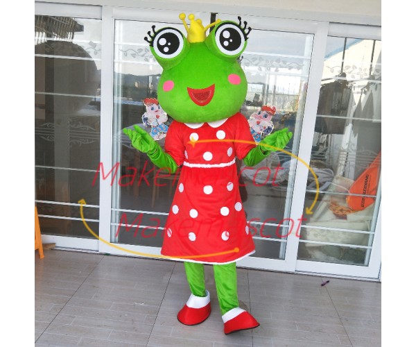 Elated Crown Frog Couple Mascot Costume Elated Crown Frog Couple Mascot Costume