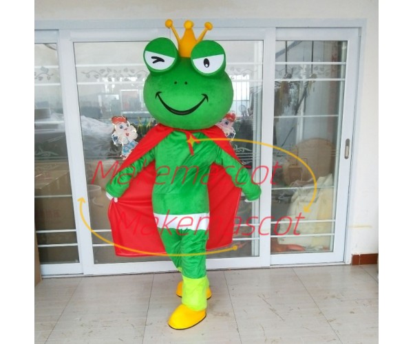 Elated Crown Frog Couple Mascot Costume Elated Crown Frog Couple Mascot Costume
