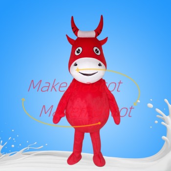 Relaxed Cartoon Red Cattle Mascot Costume