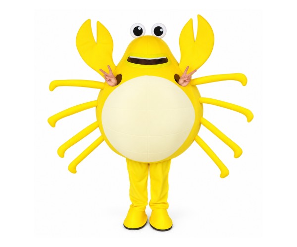 Cartoon Live Crab Brandishing Tongs Mascot Costume Cartoon Live Crab Brandishing Tongs Mascot Costume