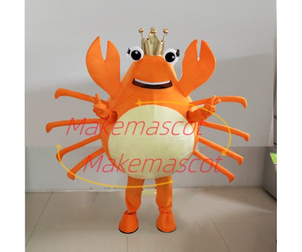 Cartoon Live Crab Brandishing Tongs Mascot Costume Cartoon Live Crab Brandishing Tongs Mascot Costume