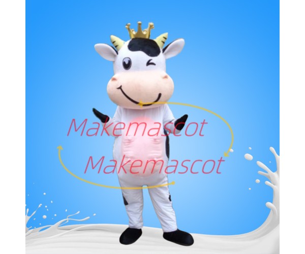 Crown Dairy Cow With Large Milk Production Mascot Costume Crown Dairy Cow With Large Milk Production Mascot Costume