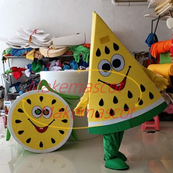 Piece of Yellow Watermelon Cartoon Mascot Costume