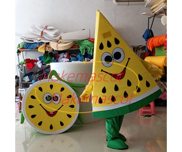 Piece of Yellow Watermelon Cartoon Mascot Costume