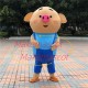 Lively Snot Pig in Suspenders Mascot Cartoon Costume Lively Snot Pig in Suspenders Mascot Cartoon Costume